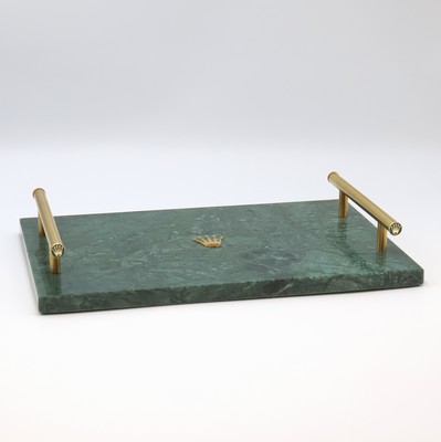 27009370c - ROLEX Display aus grünem Marmor, Schweiz, M. ca. 5 x 30 x 20 cm, Gew. ca. 2270g, in ...