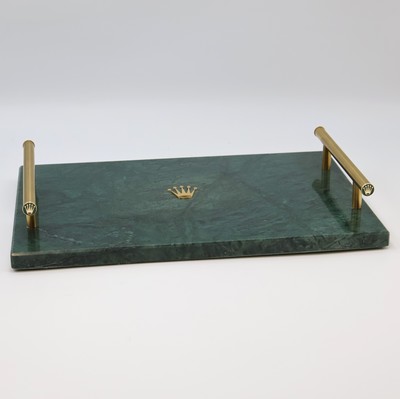 27009371c - ROLEX Display aus grünem Marmor, Schweiz, M. ca. 5 x 30 x 20 cm, Gew. ca. 2350g, in ...