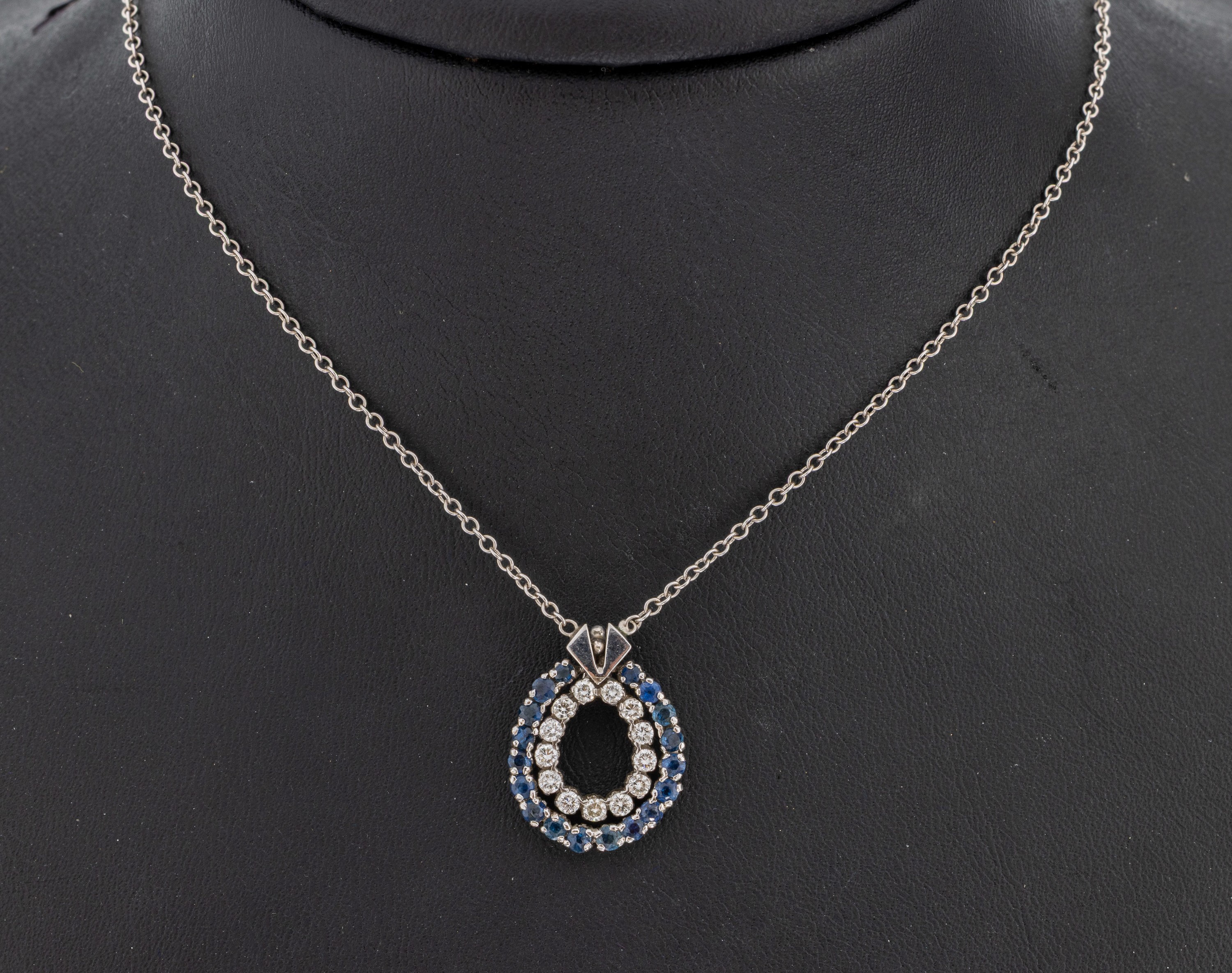 Image 27010087 - 14 kt Gold Saphir-Brillant-Collier, WG 585/000, 18 rundfacett. Saphire zus. ca. 0.30 ...