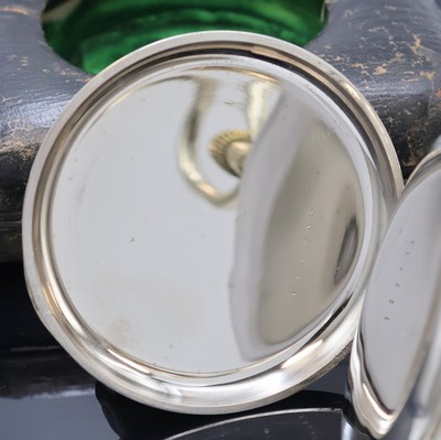 27010048d - A.WEBSTER & Co große Eisenbahner-Taschenuhr in Nickel, Schweiz um 1890, glattes Geh. ...