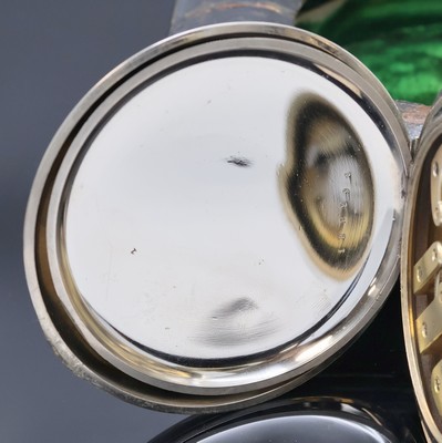 27010048e - A.WEBSTER & Co große Eisenbahner-Taschenuhr in Nickel, Schweiz um 1890, glattes Geh. ...