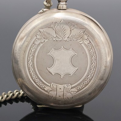 27010049a - ECLIPSE große offene Taschenuhr in Silber mit Nickel-Kette, Schweiz um 1890, Geh. ...