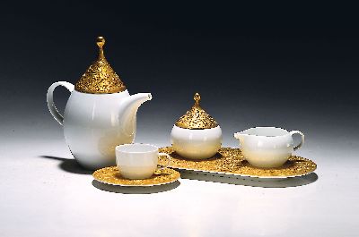 Image Mokkaservice Zauberflöte, Rosenthal, 1980er-Jahre, Porzellan, vergoldeter ...