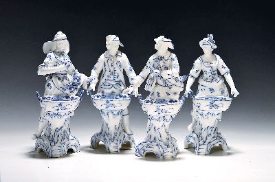 Image 4 porcelain figures, KPM Berlin, 2nd half of the 19th century, two men and two women with ...