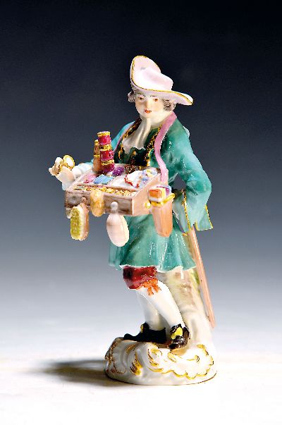 Image Porzellanfigur, Meissen, 20. Jh., 2. Wahl, Der Kurzwarenverkäufer aus dem Crie de ...