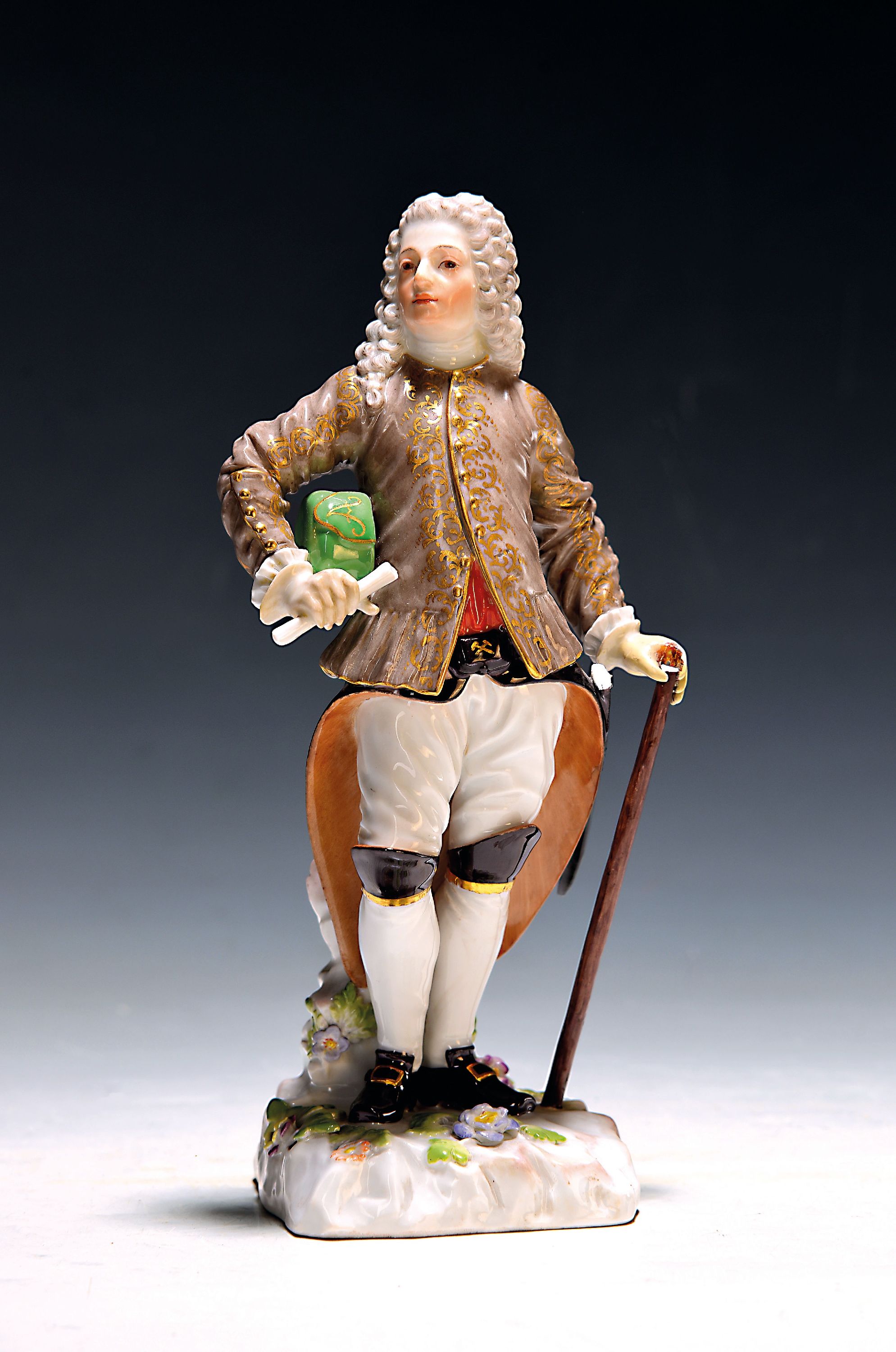 Image 27010219 - Porzellanfigur Bergmann als Schichtmeister, Meissen, Pfeifferzeit, Porzellan, farbig und ...