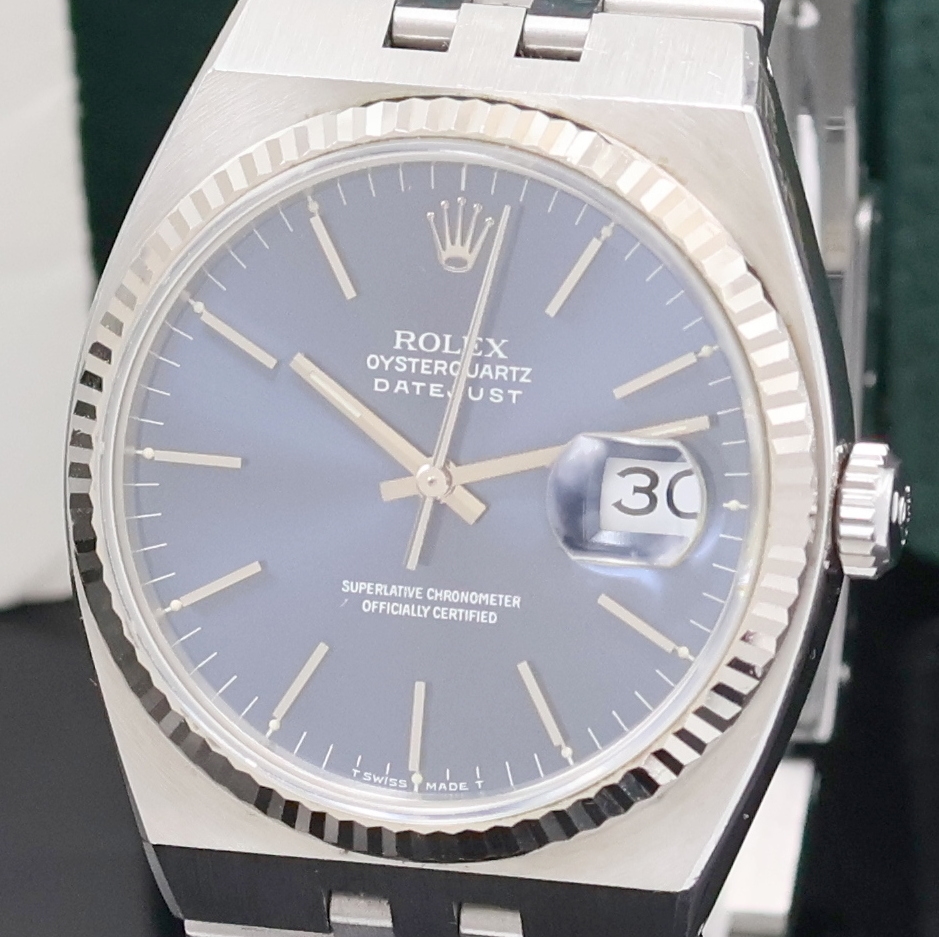 Detail a: ROLEX Oysterquartz Datejust Herrenarmbanduhr Referenz 17014, Schweiz verk. lt. beil. Zertifikat 02/1998, Chronometer der Superlative in Edelstahl ...
