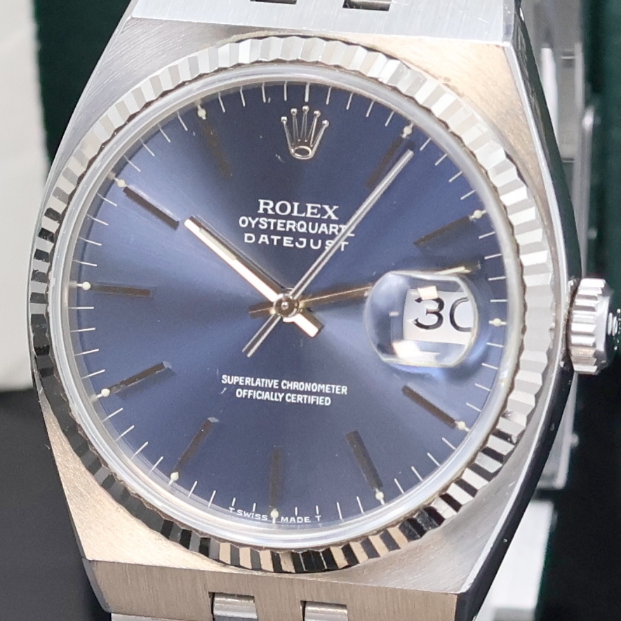 Detail c: ROLEX Oysterquartz Datejust Herrenarmbanduhr Referenz 17014, Schweiz verk. lt. beil. Zertifikat 02/1998, Chronometer der Superlative in Edelstahl ...