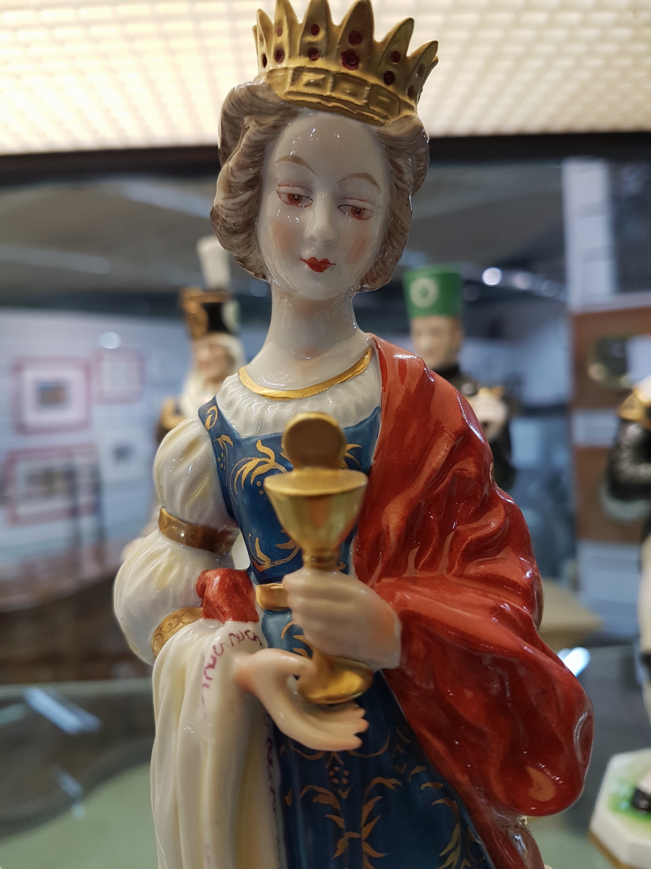 Detail i: 7 Figuren der Edition "Glück Auf", Unterweissbach, Thüringen, 2.Hälfte 20.Jh., Porzellan, "St. Barbara", ...