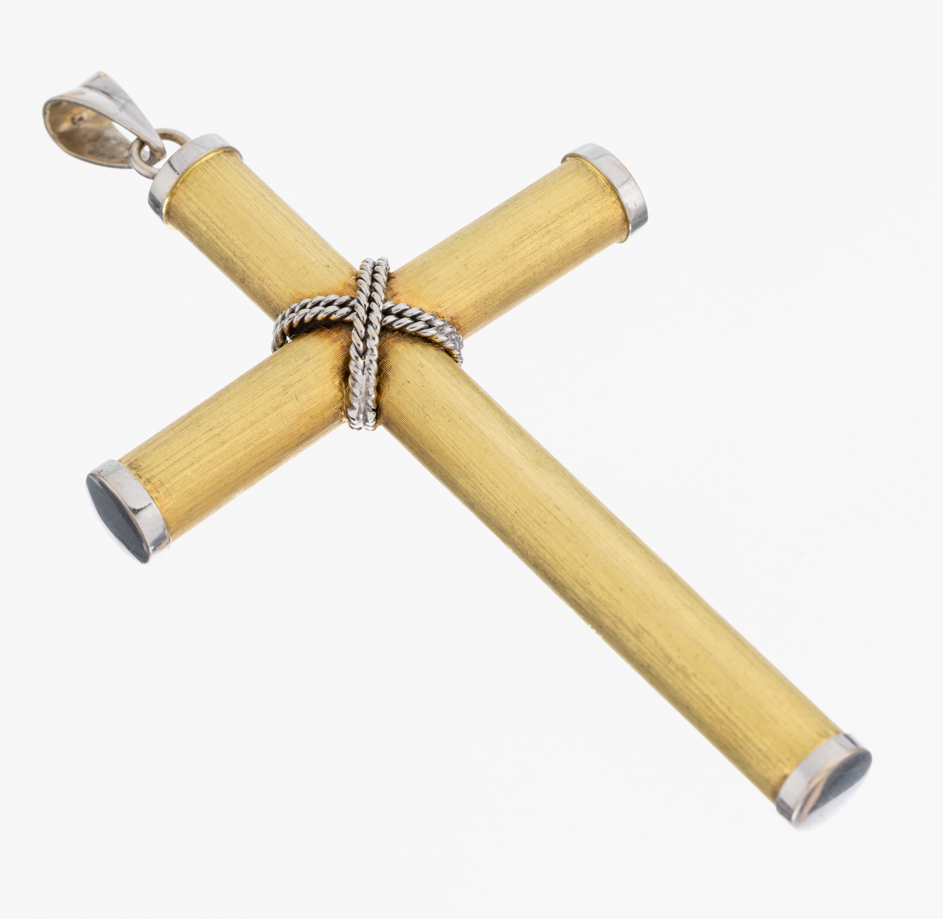 Image 27010274 - 18 kt Gold Kreuzanhänger, GG/WG 750/000 gepr., hohl gearbeitet, GG sat., WG pol., ca. ...