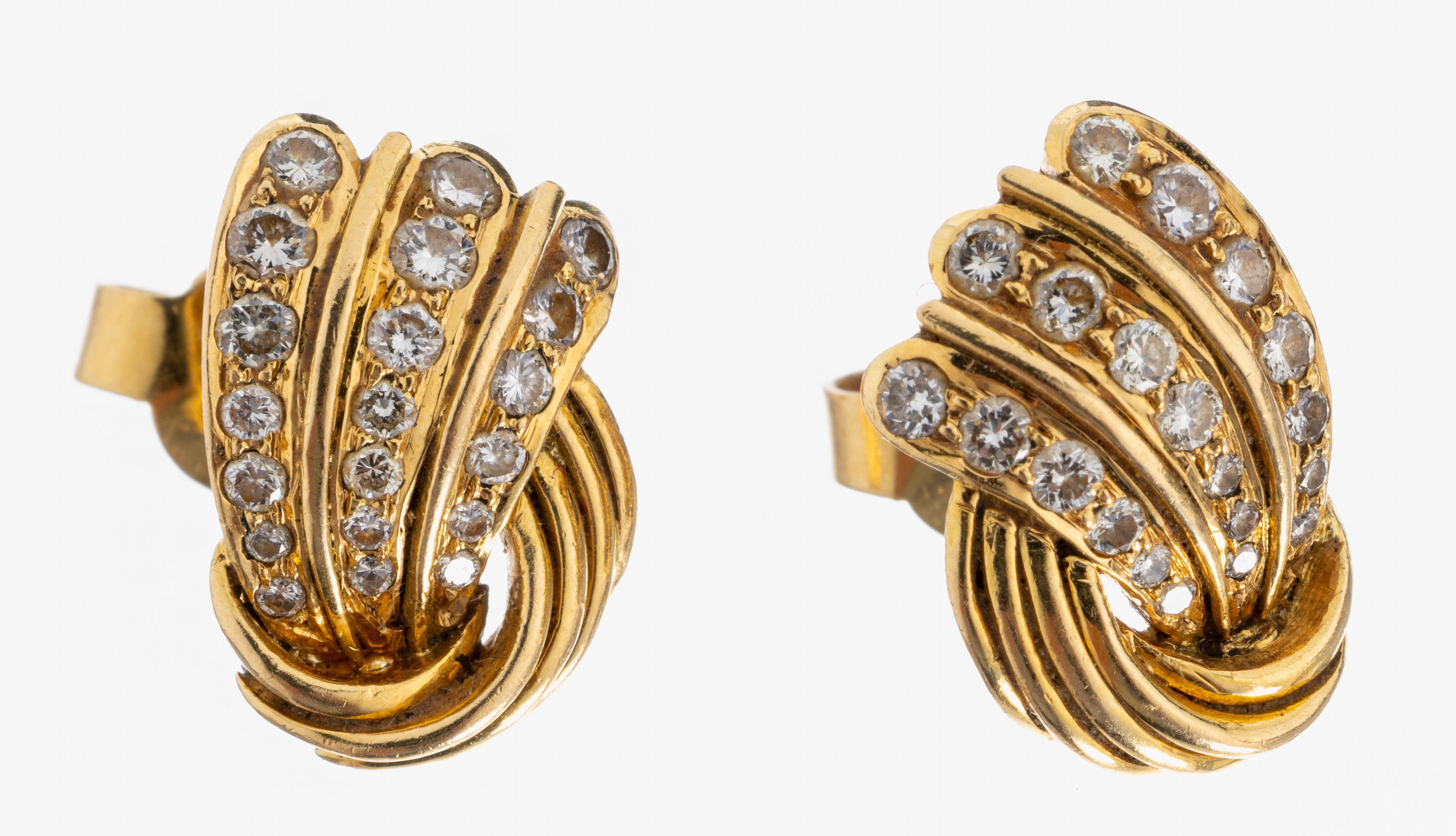 Image 27010298 - Paar 18 kt Gold Brillant-Ohrstecker, GG 750/000, 38 Brillanten zus. ca. 0.38 ct, ca. ...