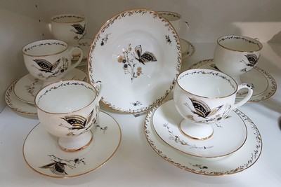 27010232a - 6 Gedecke, Lomonossov St. Petersburg, 20. Jh., Porzellan mit schwarz-goldenem Dekor von ...