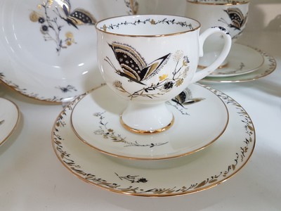 27010232c - 6 Gedecke, Lomonossov St. Petersburg, 20. Jh., Porzellan mit schwarz-goldenem Dekor von ...