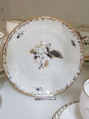 27010232d - 6 Gedecke, Lomonossov St. Petersburg, 20. Jh., Porzellan mit schwarz-goldenem Dekor von ...