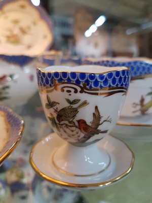 27010234c - Frühstückservice für 6 Personen, Herend Ungarn, 20. Jh., Dekor Rothschild mit blauem ...