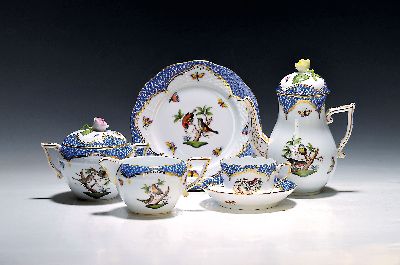 Image Mokka- bzw. Espressoservice, Herend Ungarn, 20. Jh., Dekor Rothschild mit blauem ...