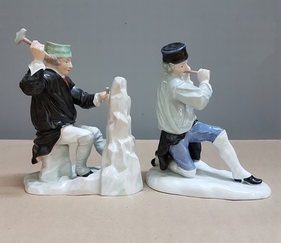 27010263b - 8 porcelain figures of miners, Fürstenberg, 2nd half of the 20th century, porcelain, ...