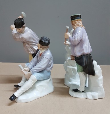 27010263o - 8 porcelain figures of miners, Fürstenberg, 2nd half of the 20th century, porcelain, ...