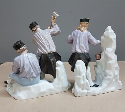 27010263p - 8 porcelain figures of miners, Fürstenberg, 2nd half of the 20th century, porcelain, ...