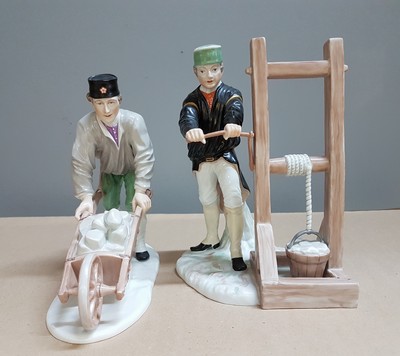 27010263s - 8 porcelain figures of miners, Fürstenberg, 2nd half of the 20th century, porcelain, ...