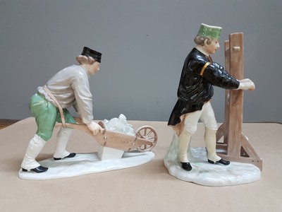 27010263v - 8 porcelain figures of miners, Fürstenberg, 2nd half of the 20th century, porcelain, ...