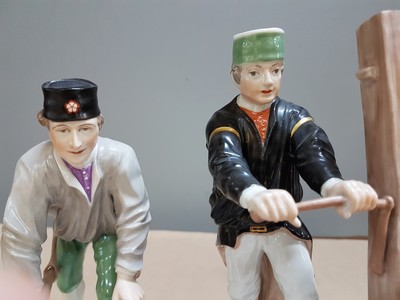 27010263w - 8 porcelain figures of miners, Fürstenberg, 2nd half of the 20th century, porcelain, ...