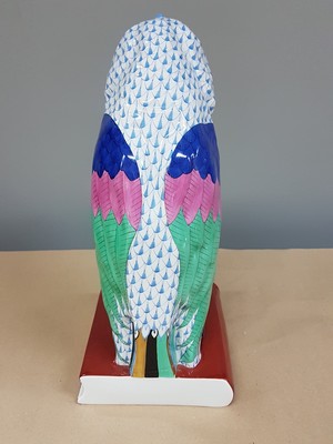 27010273c - Large porcelain figure, Herend Hungary, 20th century, owl on books, colorfully painted ...