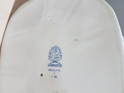 27010275f - Sehr große Porzellanfigur, Herend Ungarn, 20. Jh., Hahn, bunt bemalt und mit blauem ...