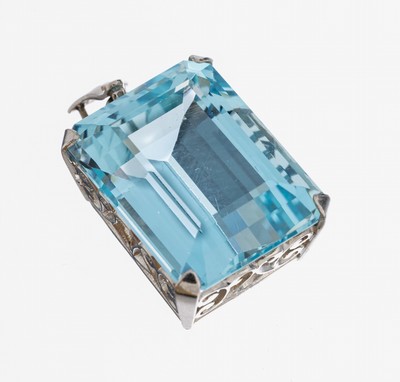 Image Platinum aquamarine-pendant , Platinum 950/000, aquamarine with excellent colour, in ...
