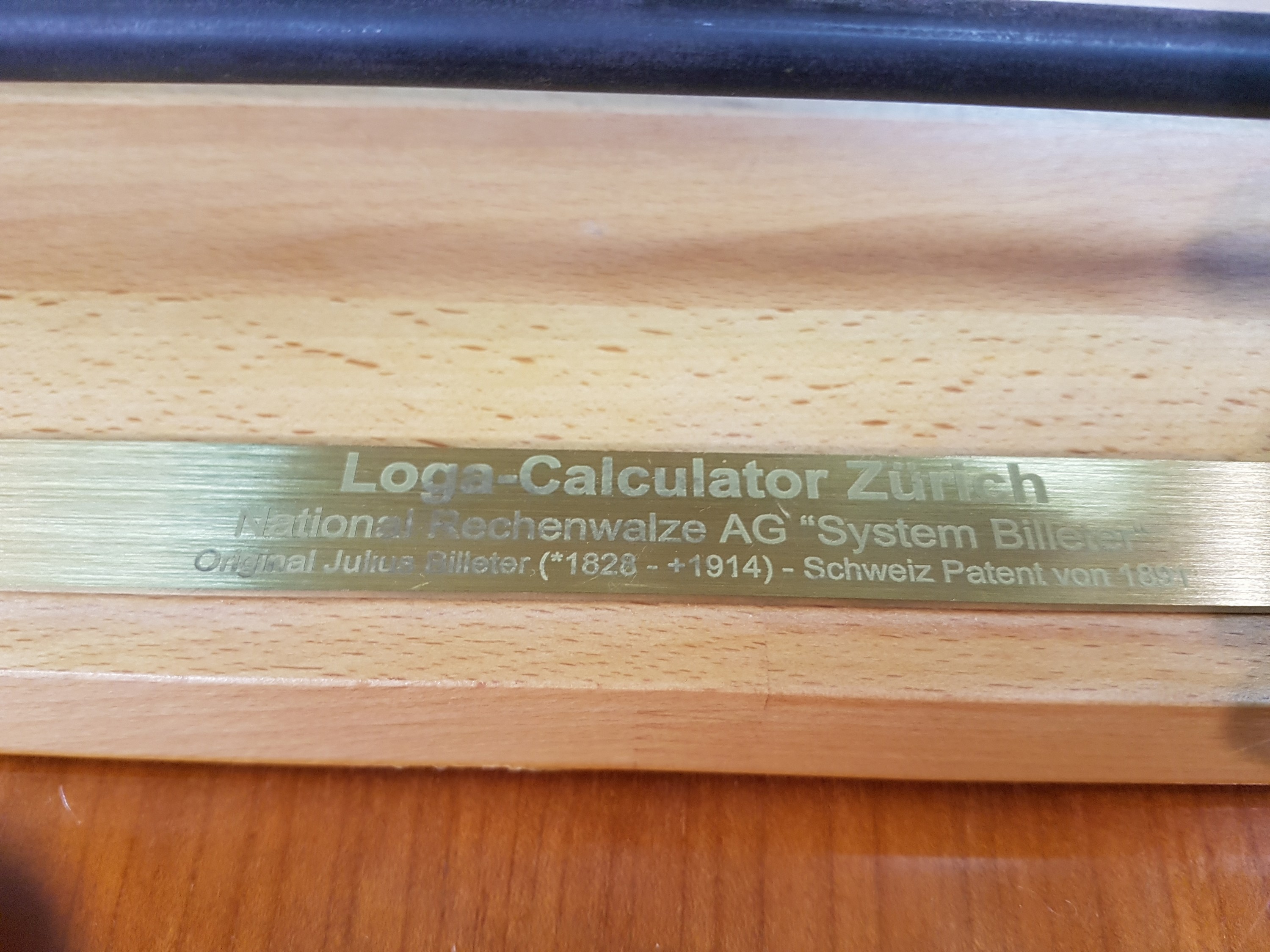 Detail h: Rechenwalze, Loga-Calculator, National Rechenwalze AG, Zürich, System "Billeter", neuzeitlicher Nachbau, nach dem Entw. von Julius ...