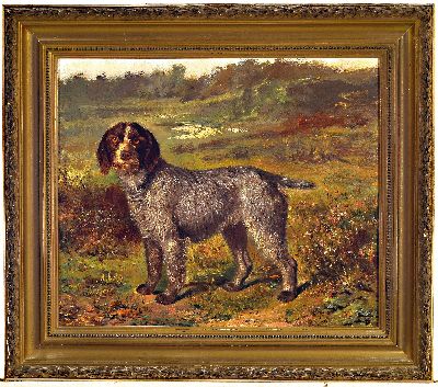 27010310k - Unbekannter Maler, 1. Hälfte 20. Jh., Darstellung eines Jagdhundes (Spinone italiano) ...