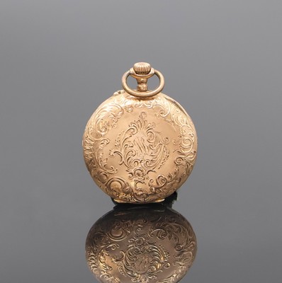 27010316a - Damentaschenuhr in RG 585/000, Schweiz um 1900, offenes, fein grav. Geh. dell., auf ...