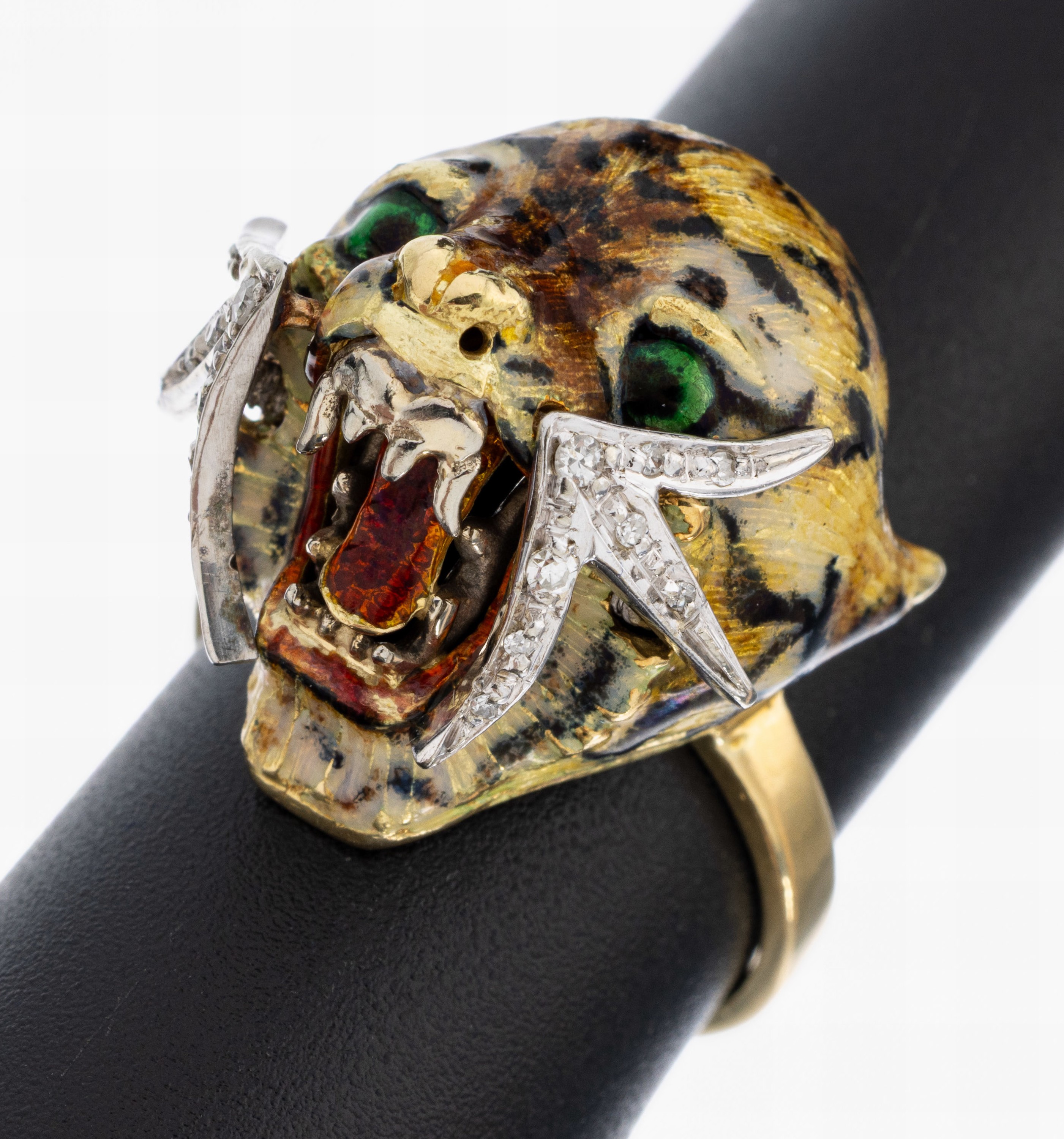 Image 27010443 - Ausgefallener 18 kt Gold Diamant-Ring mit Email, GG/WG 750/000, schwere ...