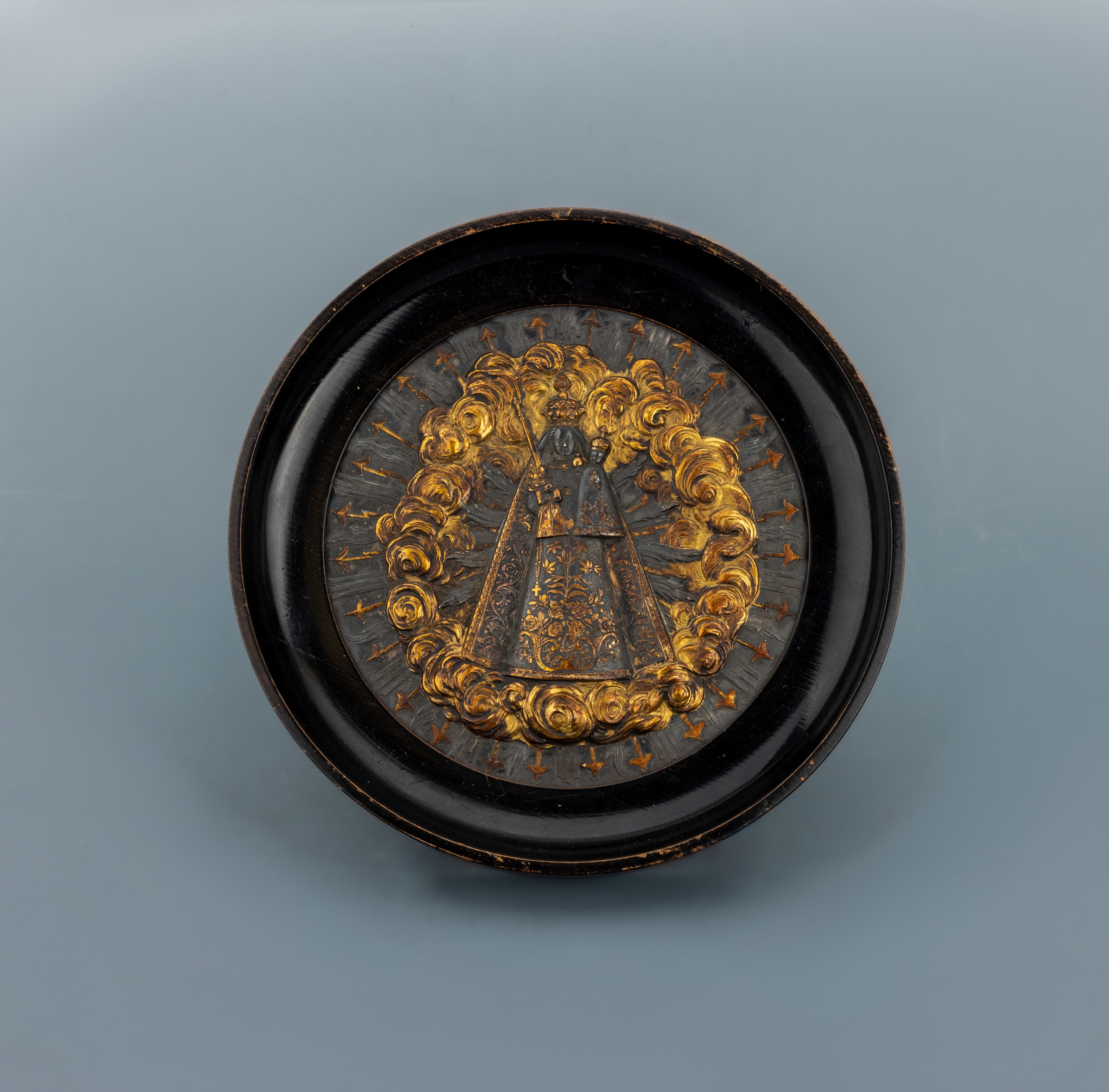 Image 27010479 - Russische Ikone, 1880er Jahre, Messingplakette, Darstellung der Jungfrau Maria mit ...