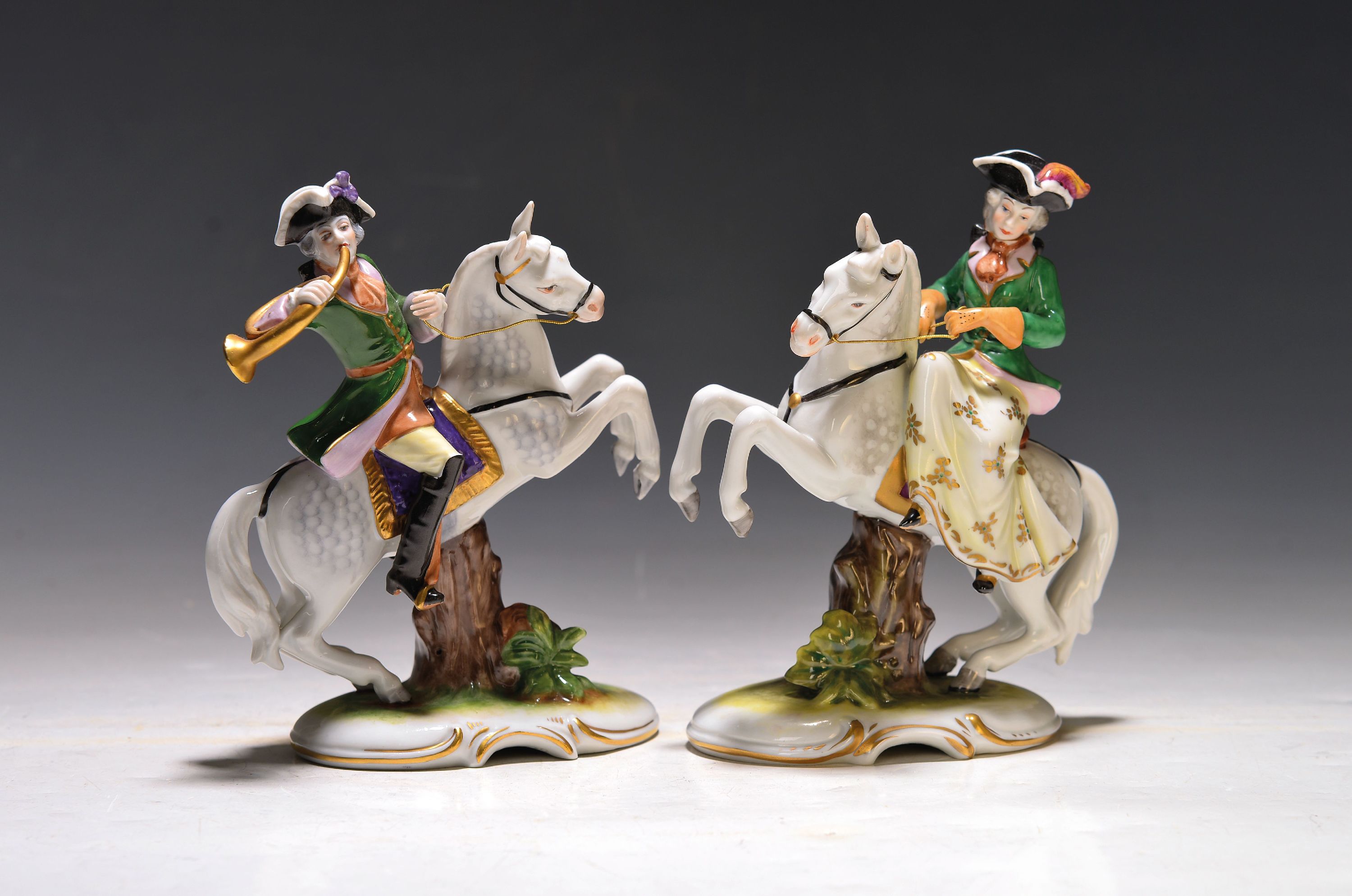Image 27010481 - Paar Porzellanfiguren Reiter, Aelteste Volkstedt, Thüringen, 2.Hälfte 20.Jh., ...