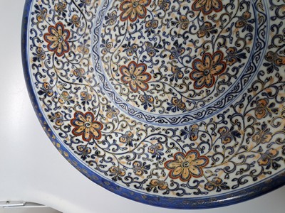 27010504l - Paar Teller, China, um 1900, , Porzellan, unterglasurblauer Dekor, Rot und Golden ...