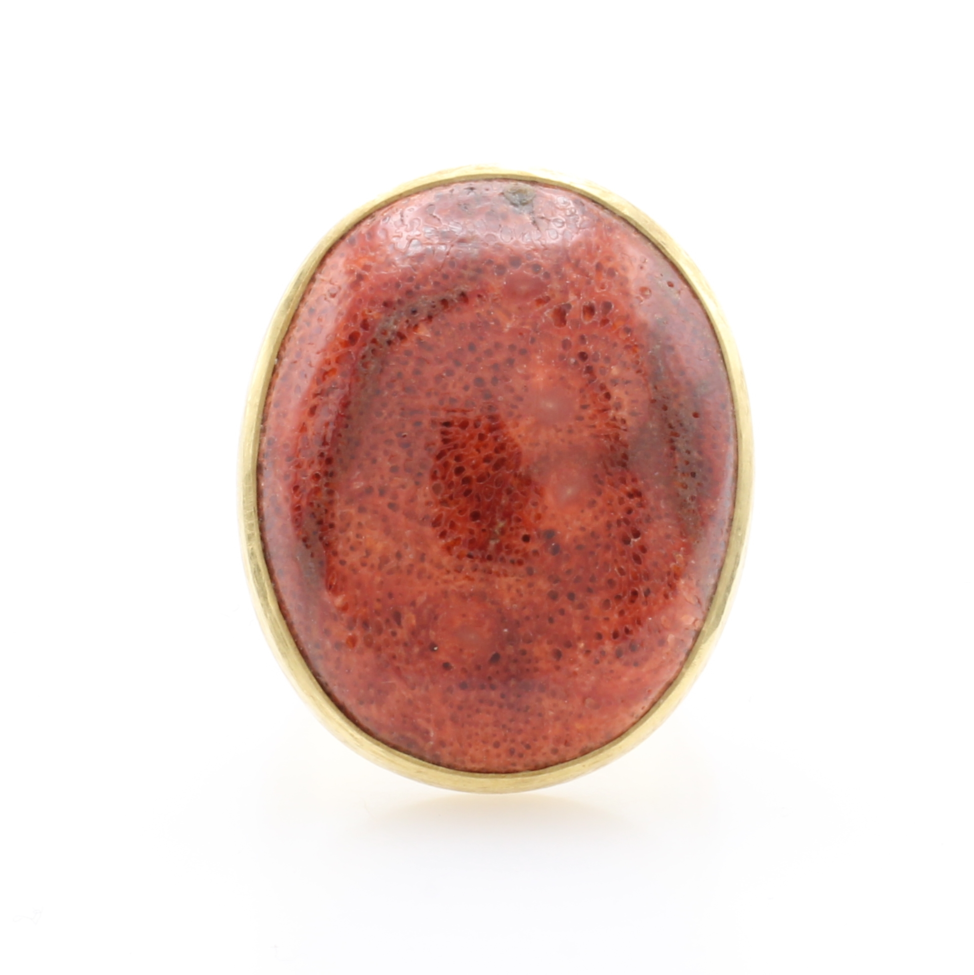 Image 27010907 - Ring mit Schaumkoralle, GG 750/000, strichmatt., ovale Koralle, RW ca. 55, Versand nur ...