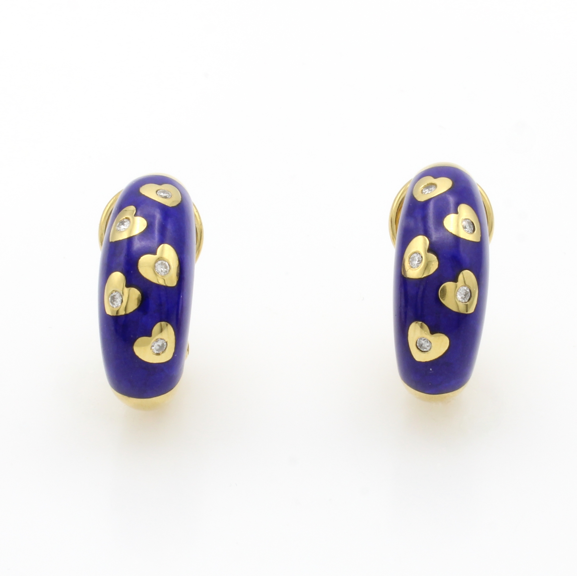 Image 27011039 - Paar Ohrstecker mit Lapislazuli und Brillanten, GG 750/000, Brill. in herzförm. ...