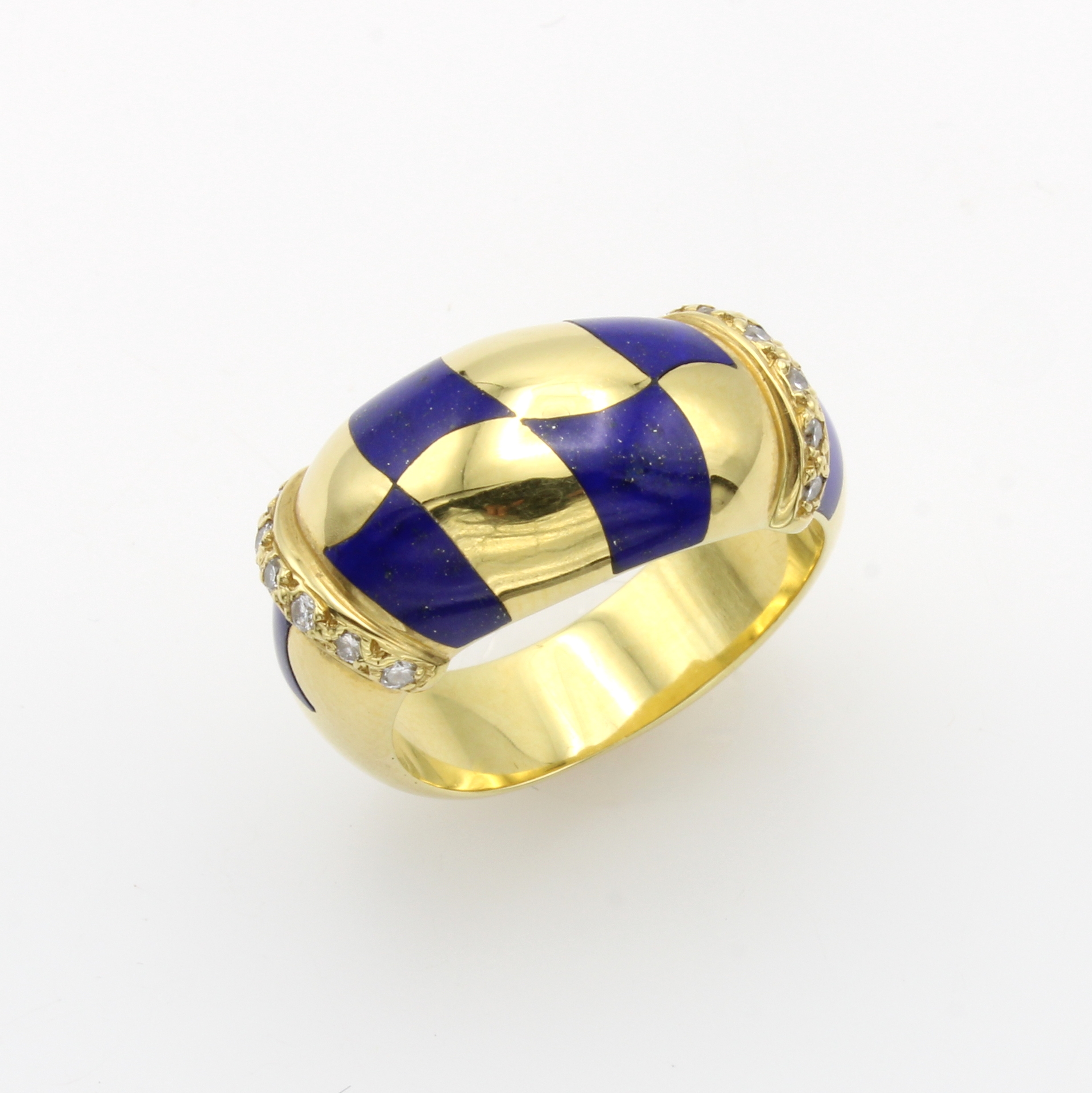 Image 27011041 - Ring mit Lapislazuli und Brillanten, GG 750/000, Lapislazulieinlagen, 12 Brill. zus. ca. ...