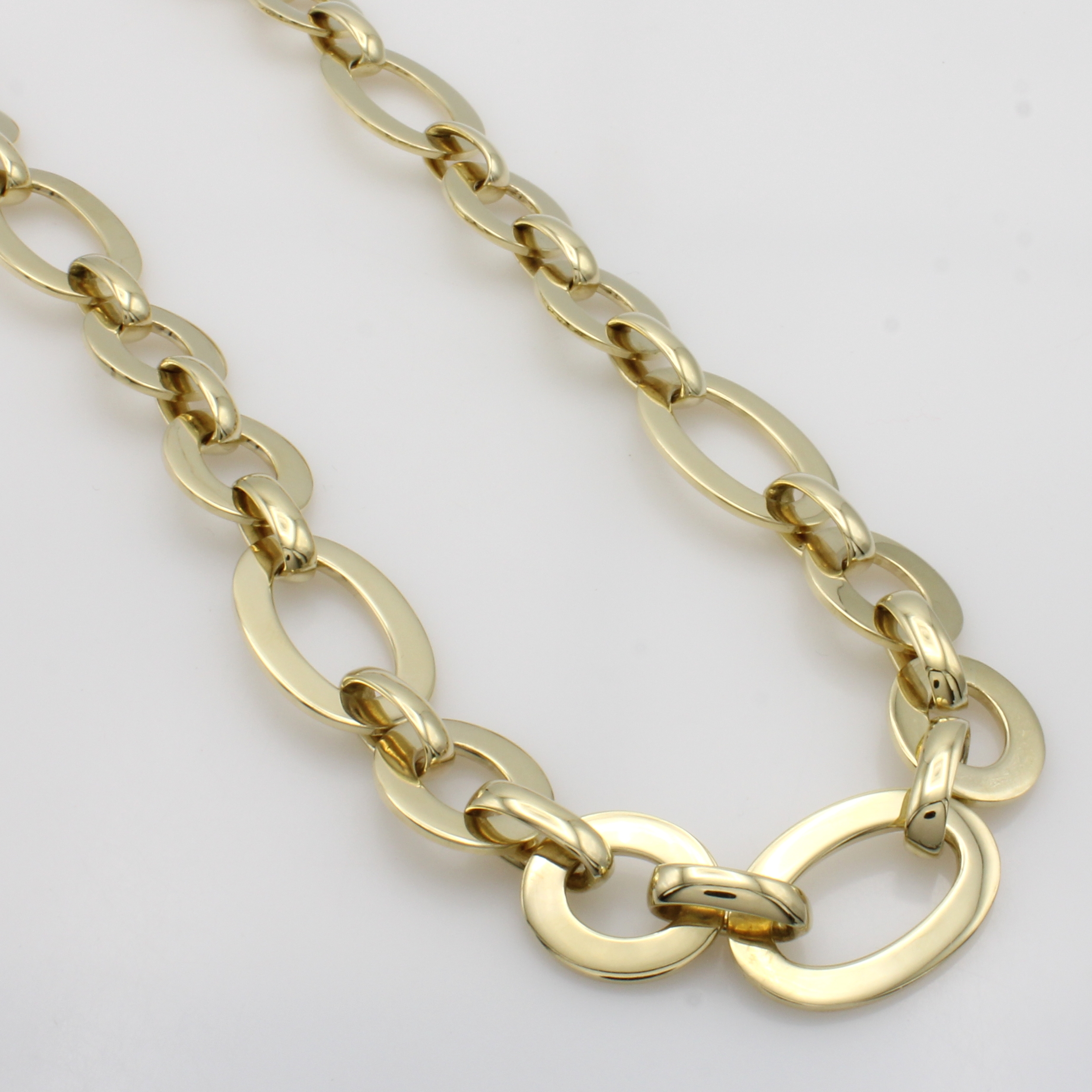 Image 27011152 - Collier im Phantasiemuster, GG 585/000, runde u. ovale Glieder, mod. Karabinerschl., L. ...