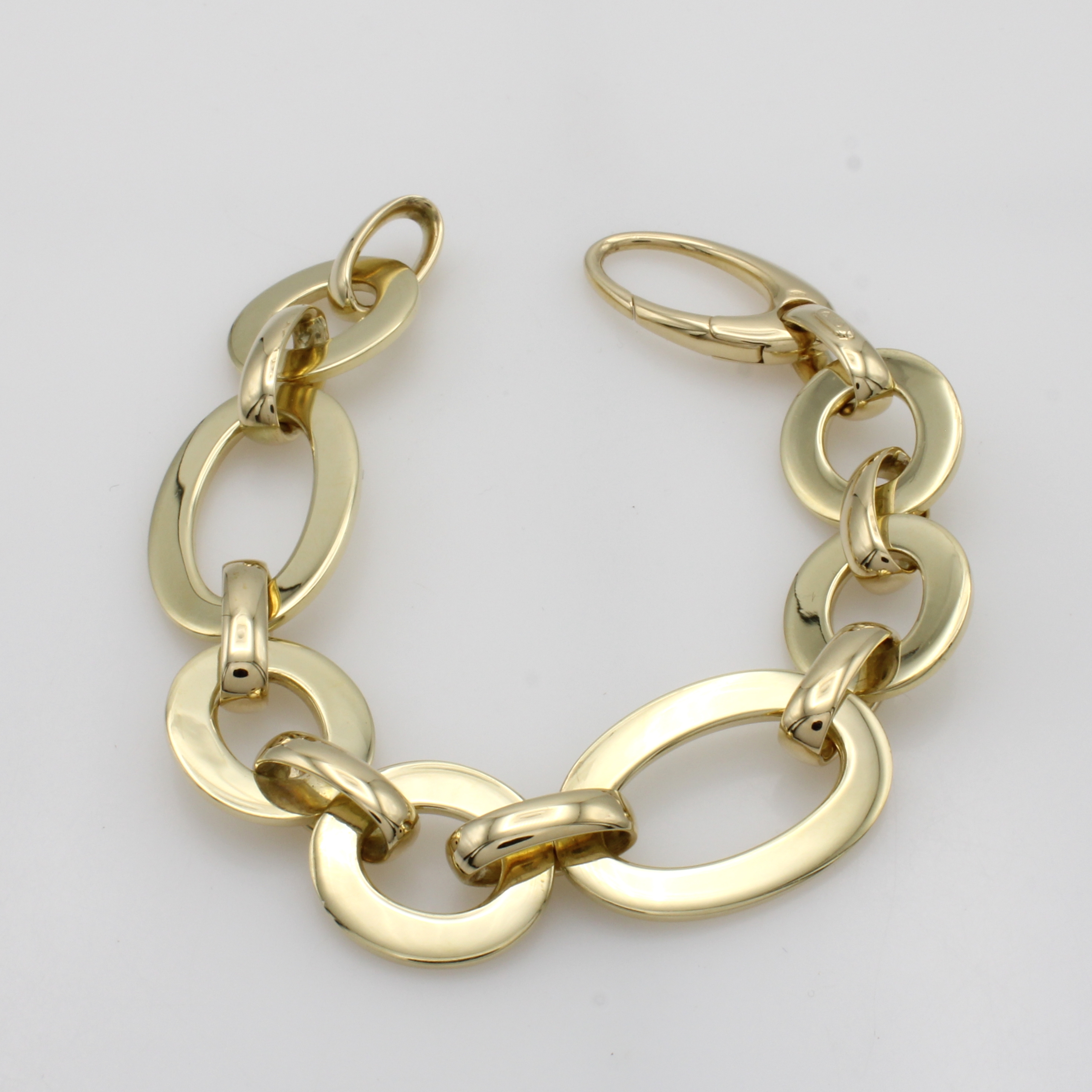 Image 27011154 - Armband im Phantasiemuster, GG 585/000, runde u. ovale Glieder, moderne Karabiner- ...