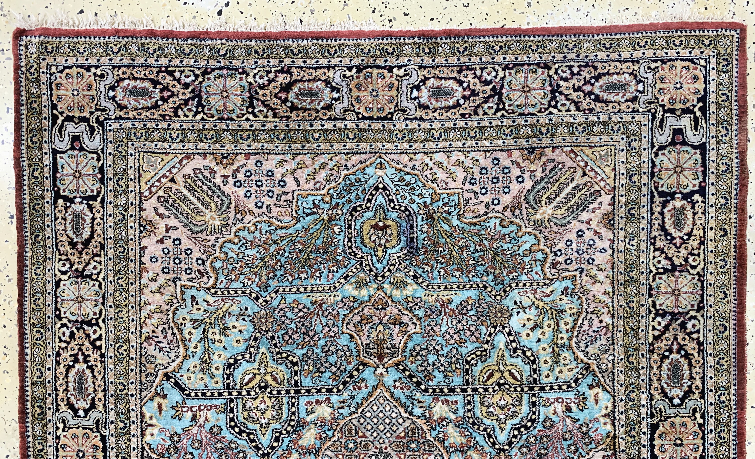Detail a: Ghom Seide, Persien, Mitte 20.Jhd, reine Naturseide, ca. 205 x 140 cm, EHZ: 2