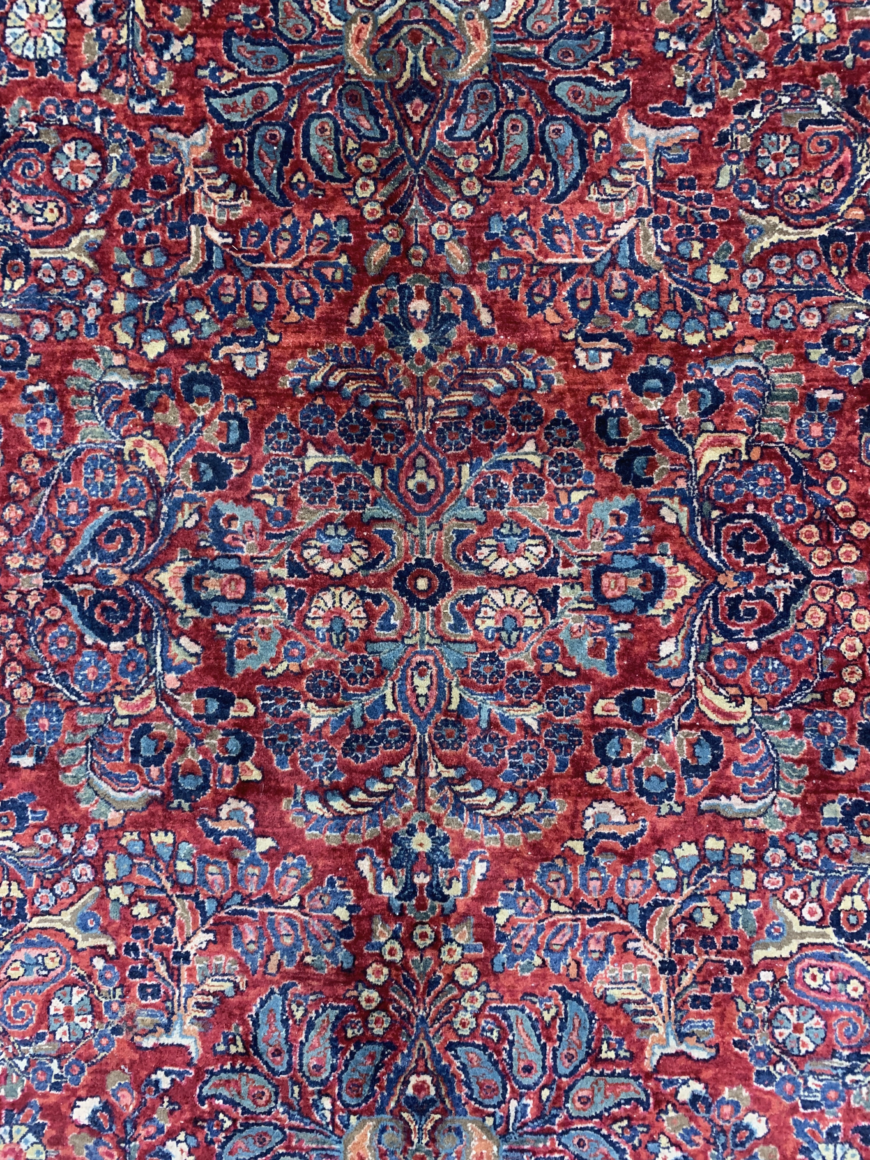 Detail e: Us Re-Import Sarogh, Persien, Anfang 20.Jhd, Wolle auf Baumwolle, ca. 545 x 320 cm,EHZ: 2, (kleine restaurierungen)