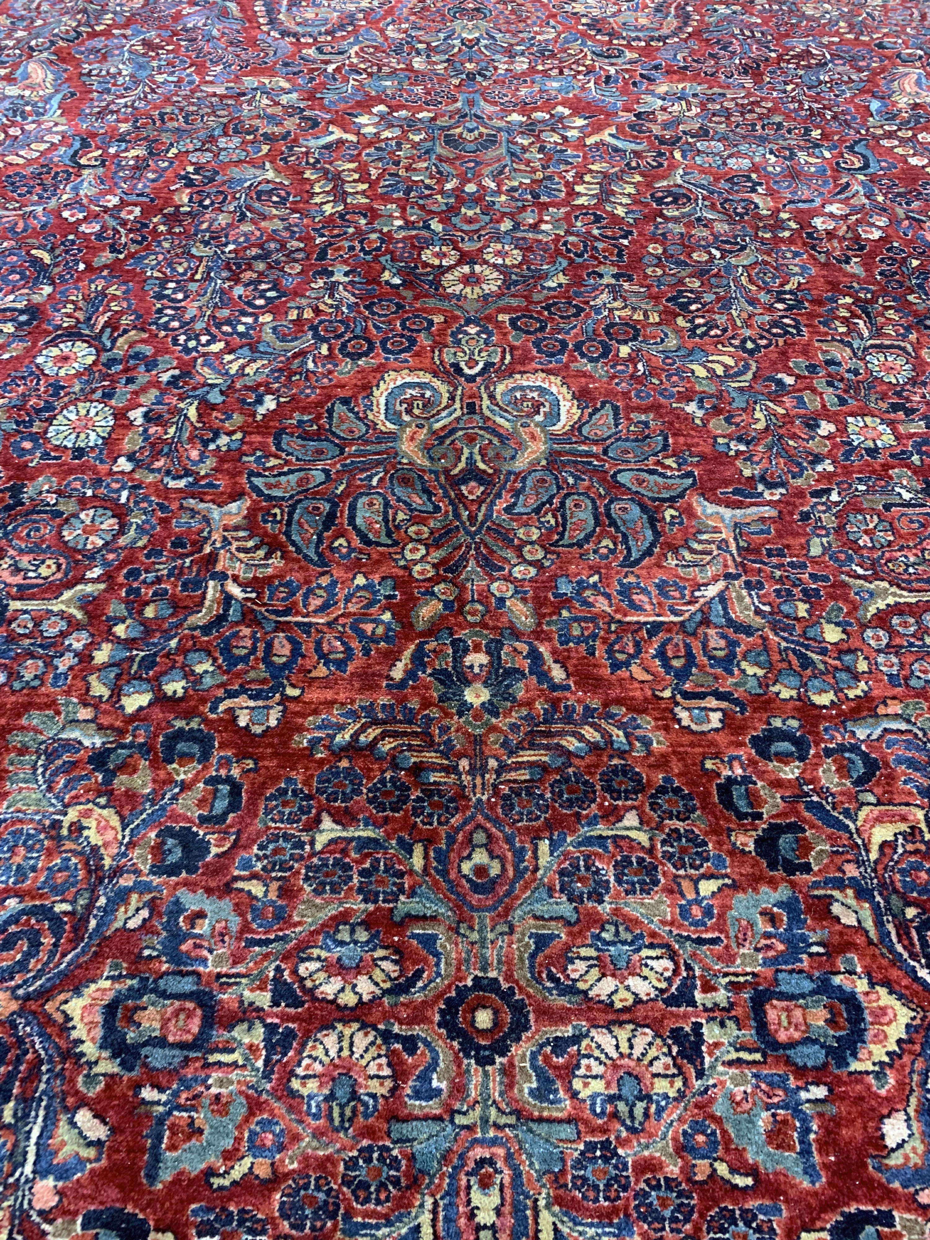 Detail j: Us Re-Import Sarogh, Persien, Anfang 20.Jhd, Wolle auf Baumwolle, ca. 545 x 320 cm,EHZ: 2, (kleine restaurierungen)