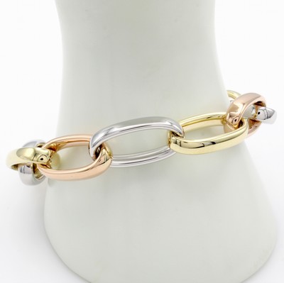 27011149a - Armband, GG/RG/WG 585/000, ovale Glieder, B.ca. 14 mm, integrierte Schließe, L. ca. 22 ...