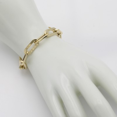 27011150a - Armband, GG 585/000, flache ovale Glieder, B. ca. 8 mm, Karabinerschl., L. ca. 19 cm