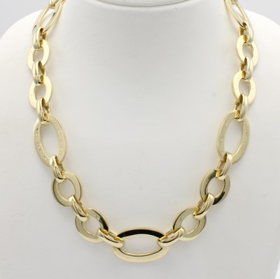 27011152a - Collier im Phantasiemuster, GG 585/000, runde u. ovale Glieder, mod. Karabinerschl., L. ...