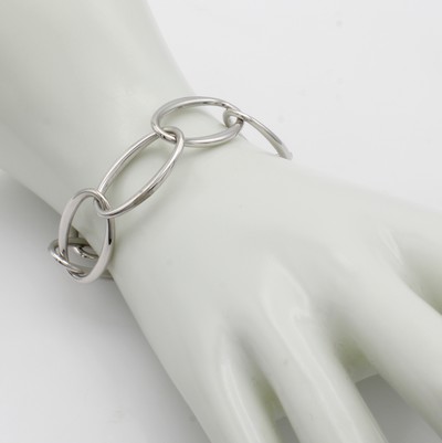 27011161a - Armband, WG 585/000, große ovale Glieder, D. ca. 18 mm, integrierte Schließe, L. ca. ...