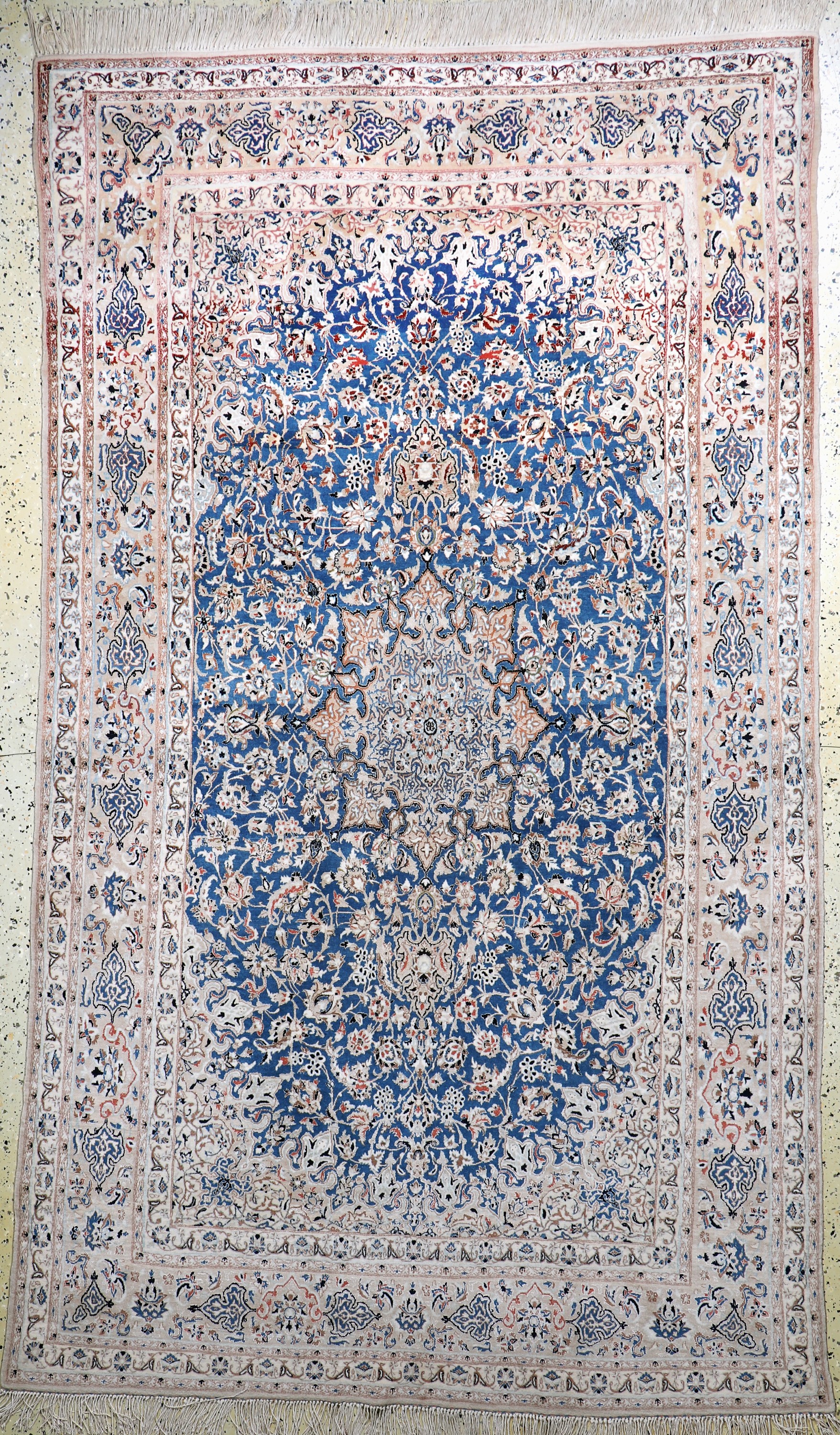 Nain"Tudeschk"fein, Persien, Anfang 20.Jhd,Korkwolle mit Seide, ca. 275 x 170 cm, Reinigungsbedürftig, EHZ: 2