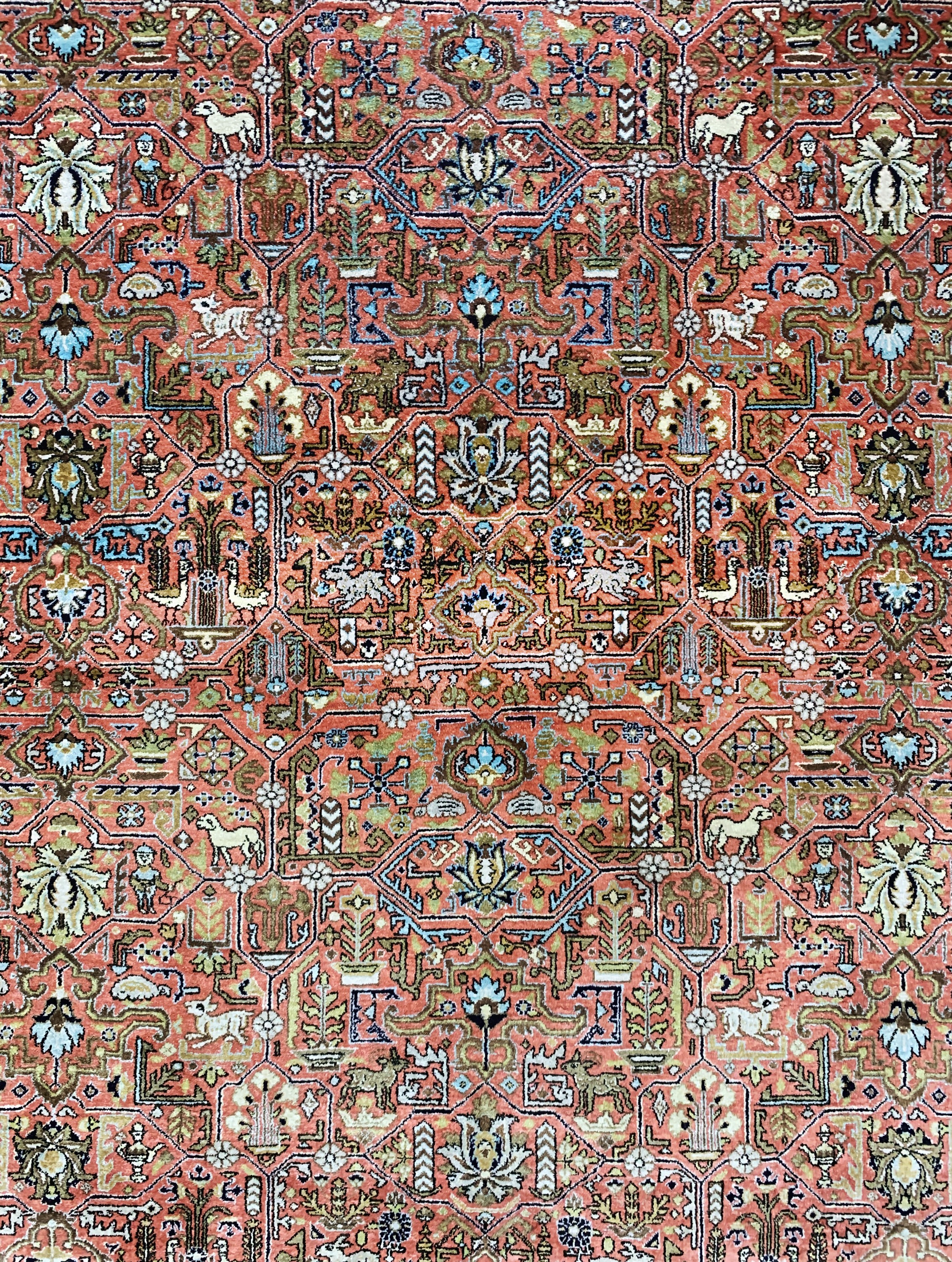 Detail e: Ghom Seide, Persien, Mitte 20.Jhd, reine Naturseide, ca. 330 x 233 cm, EHZ: 2, (Fransenerneuert)